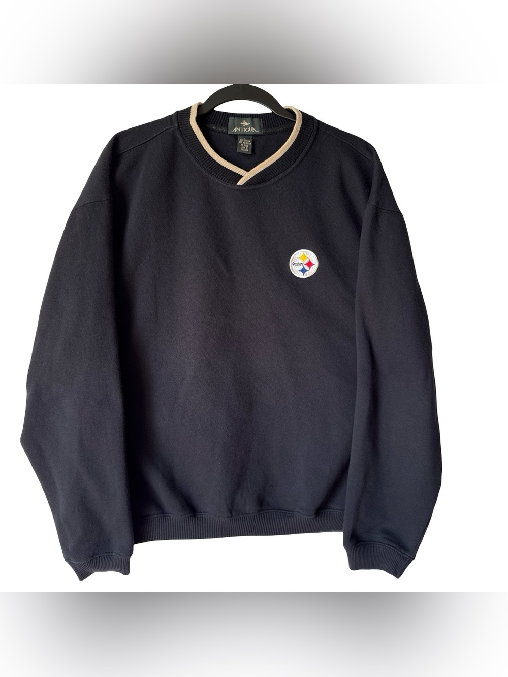 Vintage Antigua Pittsburgh Steelers crewneck sweatshirt, classic black V-neck